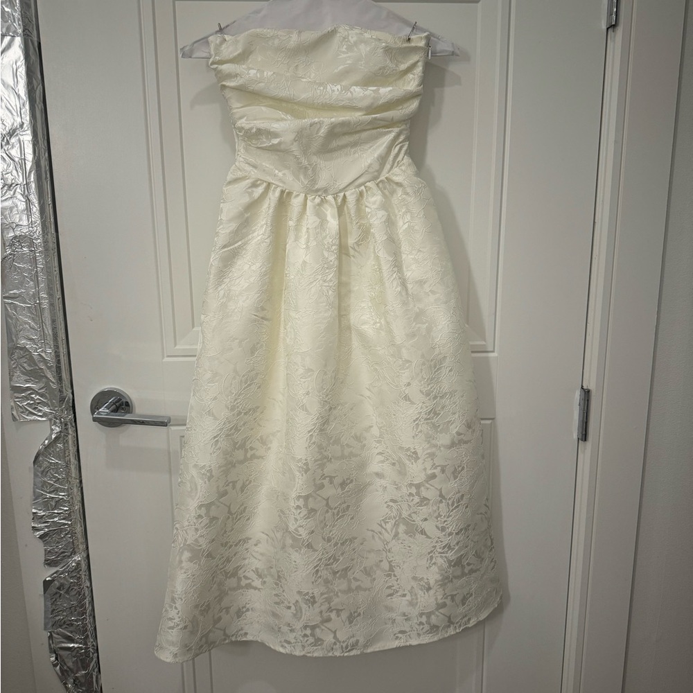 Strapless White Midi Dress